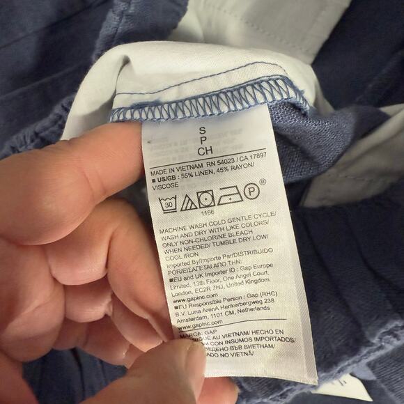 Gap Womens Mid Rise Linen-Blend Easy Straight Leg Pant, S, Blue 735360 - Picture 6 of 8